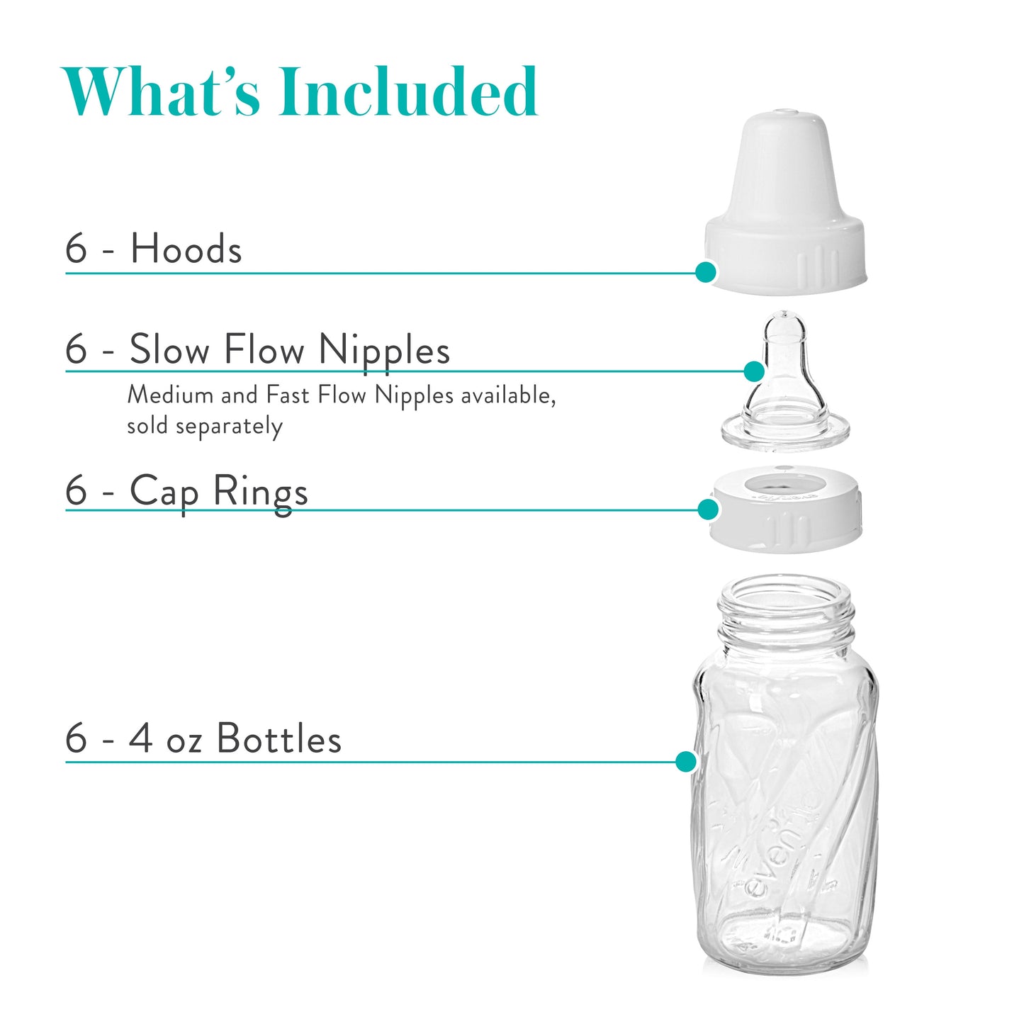 Evenflo Classic BPA-Free Glass Baby Bottles – 4 oz, Pack of 6