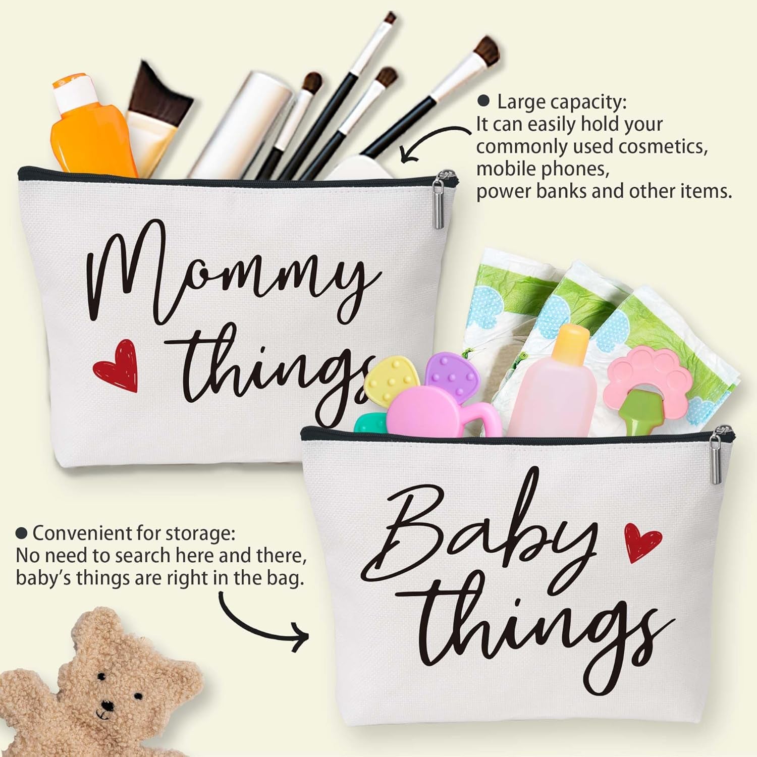 Mommy and Baby Canvas Pouch Set – The Perfect Gift for Expecting Moms