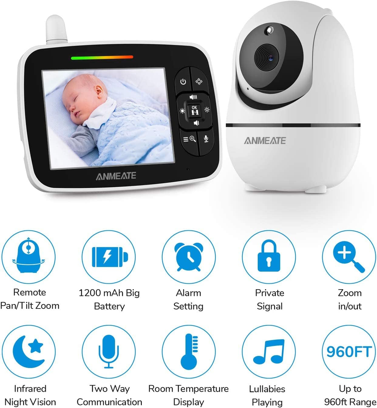 Video Baby Monitor with Remote Pan-Tilt-Zoom Camera – Stay Close, Day or Night!