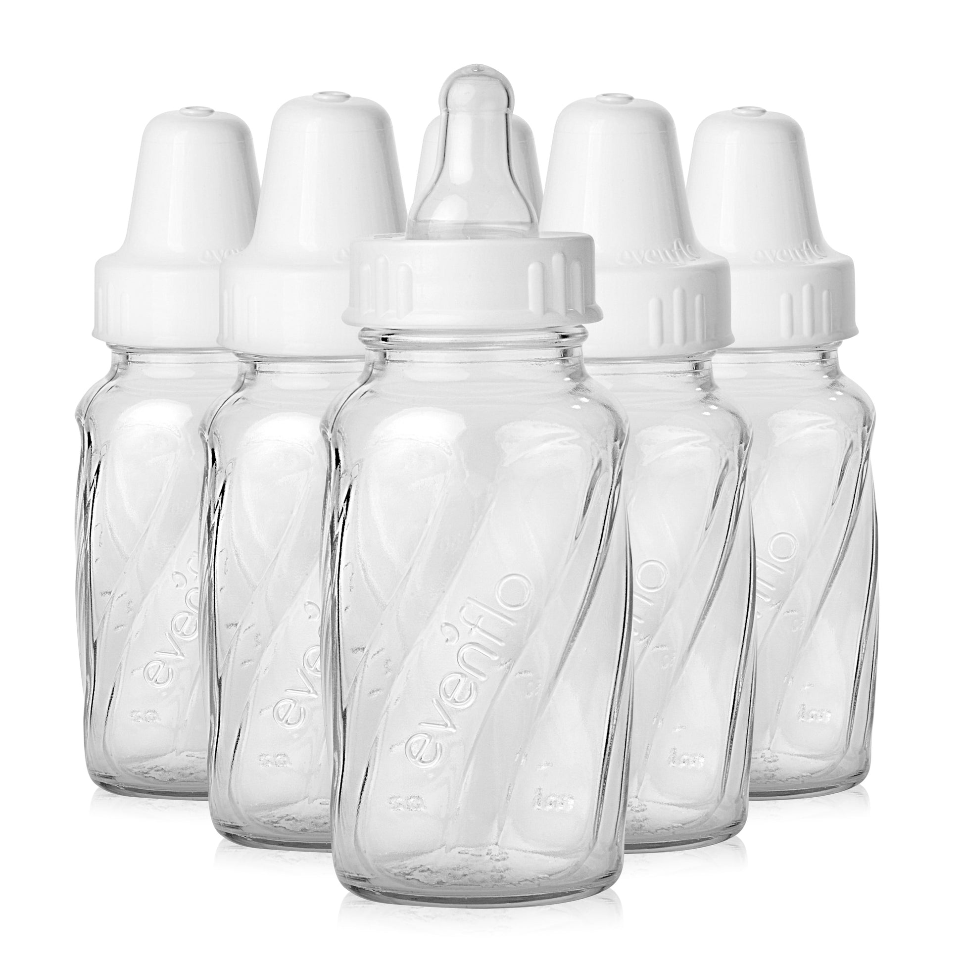 Evenflo Classic BPA-Free Glass Baby Bottles – 4 oz, Pack of 6