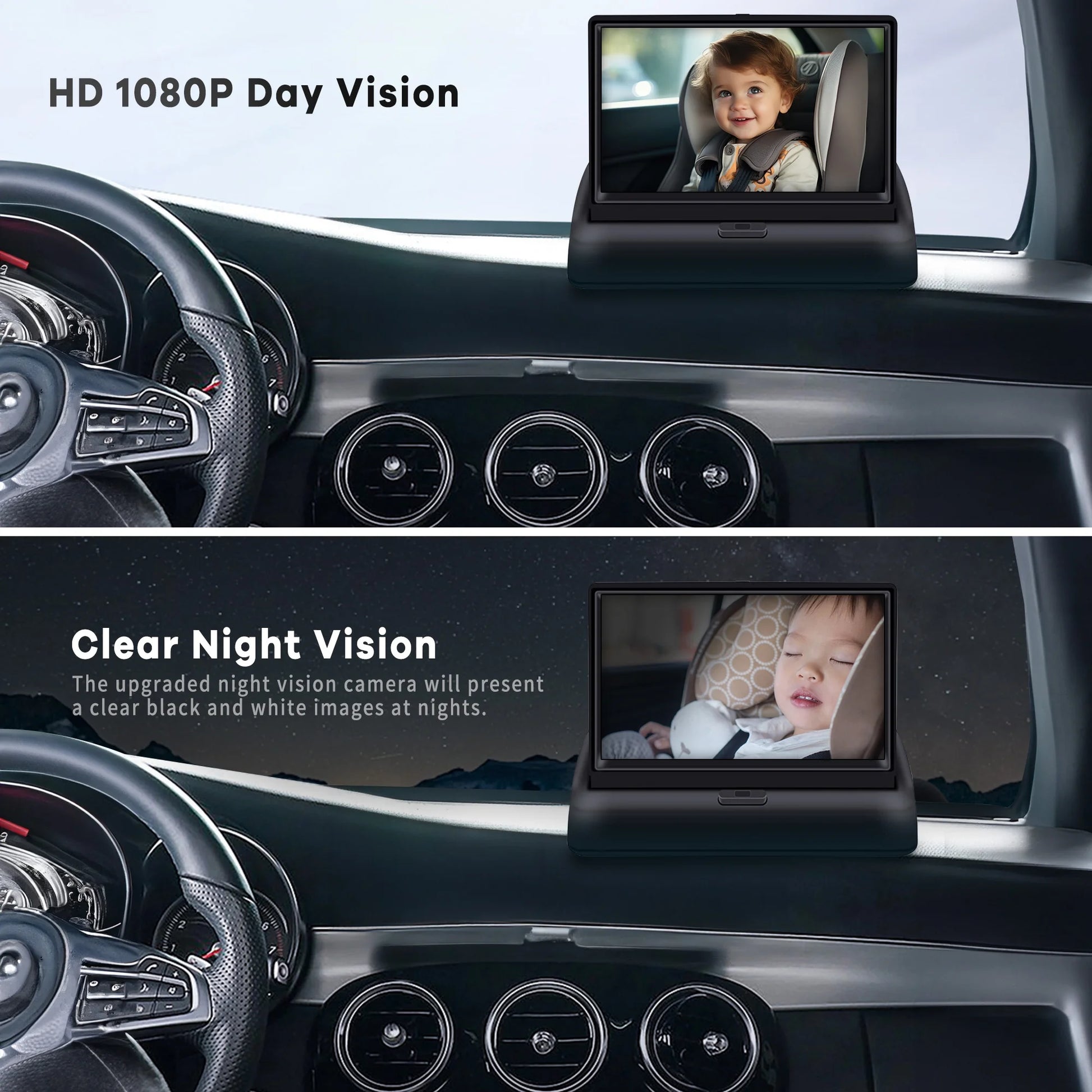 Baby Car Camera with 4.3'' HD Display – 360° Adjustable Night Vision Monitor